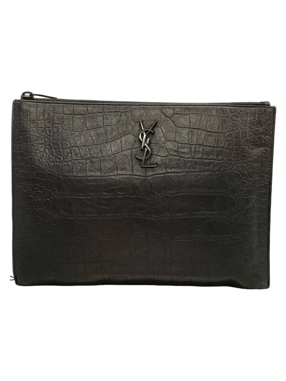 ★SOLD★ Saint Laurent Paris Clutch Black Embossed Leather - Picture 1 of 12